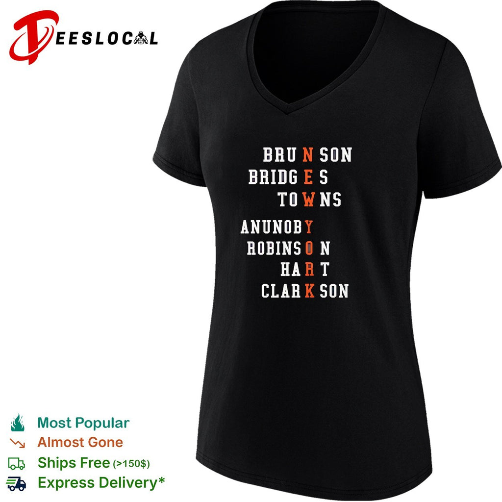 New York Knicks players names spelling NYC vertical bold text shirt