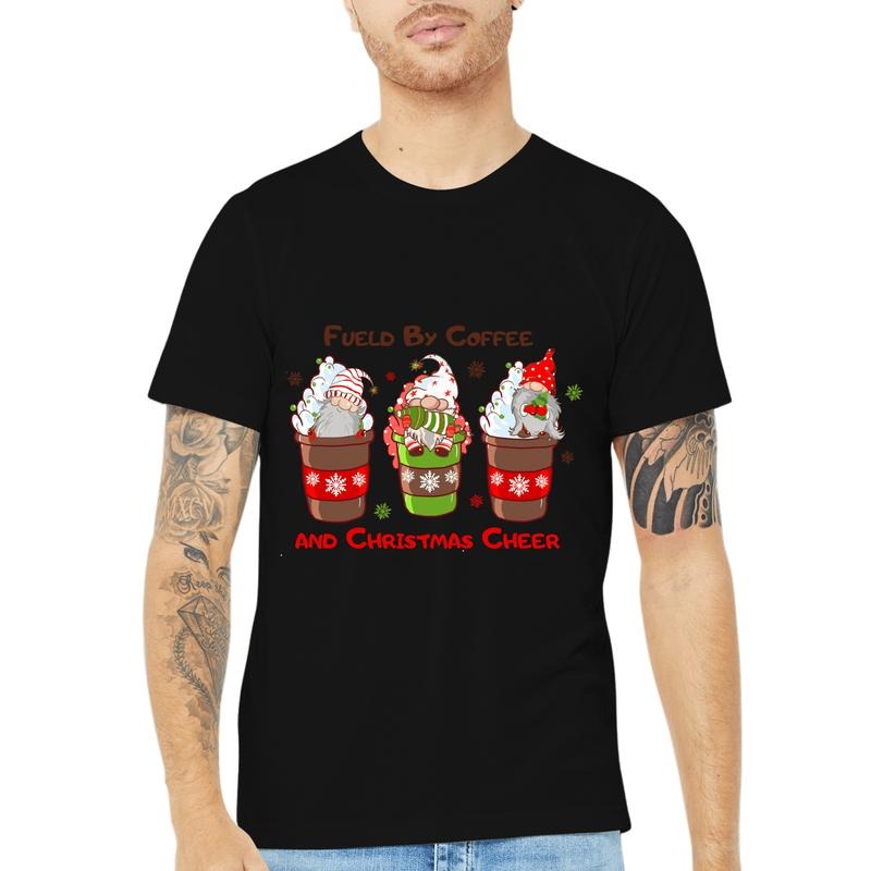 A Christmas-Themed T-Shirt with 'Fueled By Coffee And Christmas Cheer' Slogan" made in usa Hoodie, Sweatshirt