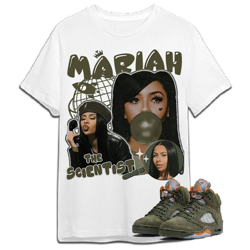 A J 5 Olive Unisex Shirt, Mariah TS, Shirt To Match Sneaker Color white Hoodie, Sweatshirt | TeeBloomCo.com