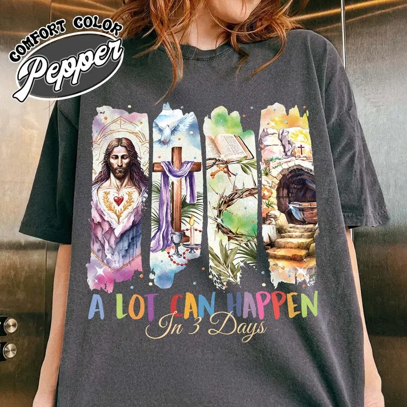 A Lot Can Happen in 3 Days Shirt,Retro Christian Easter Shirt,Jesus Has Risen Shirt,Christian Easter Shirt,Jesus...