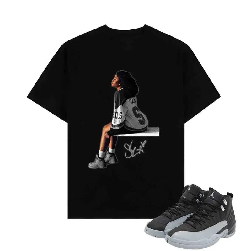 AJ 12 Wolf Grey Sneaker Match Shirt SZA Signature Cotton Shortsleeve Graphic Tee Hoodie, Sweatshirt | TeeBloomCo.com