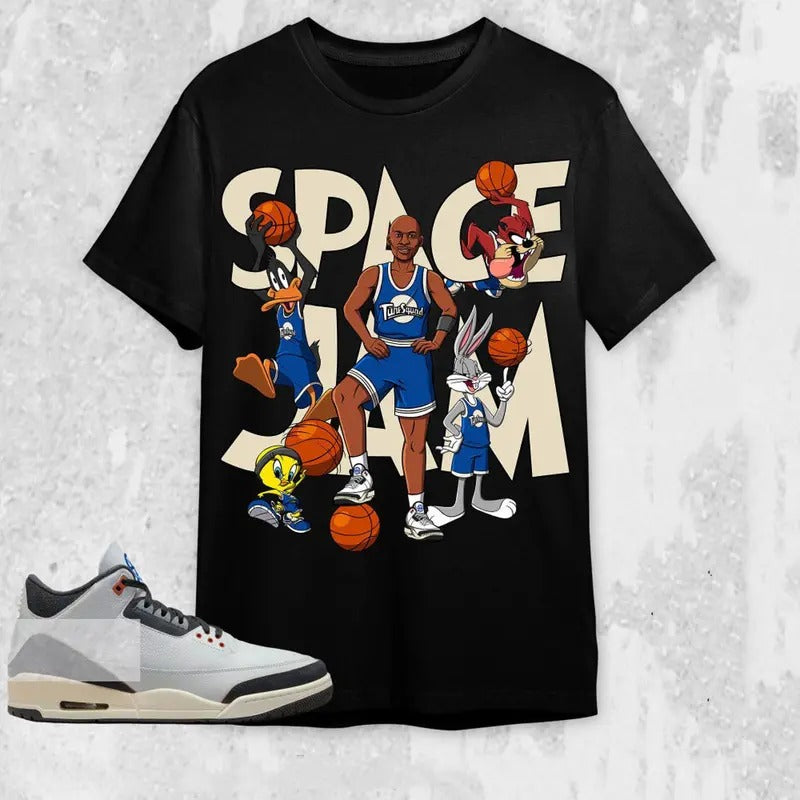AJ 3 Q54 Unisex T-Shirt, MJ Tune Squad Tees, Shirt To Match Sneaker color Black Hoodie, Sweatshirt | TeeBloomCo.com