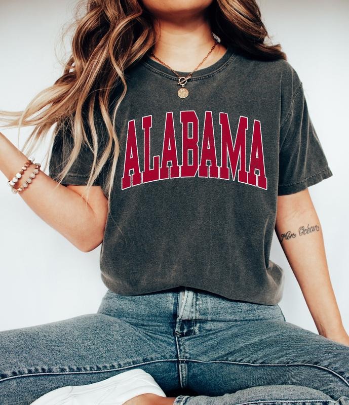 ALabama Cotton College Shirt - Women's Womenswear, Trendy T-Shirt with Embroidered Design, Suitable for Gifts Hoodie,...