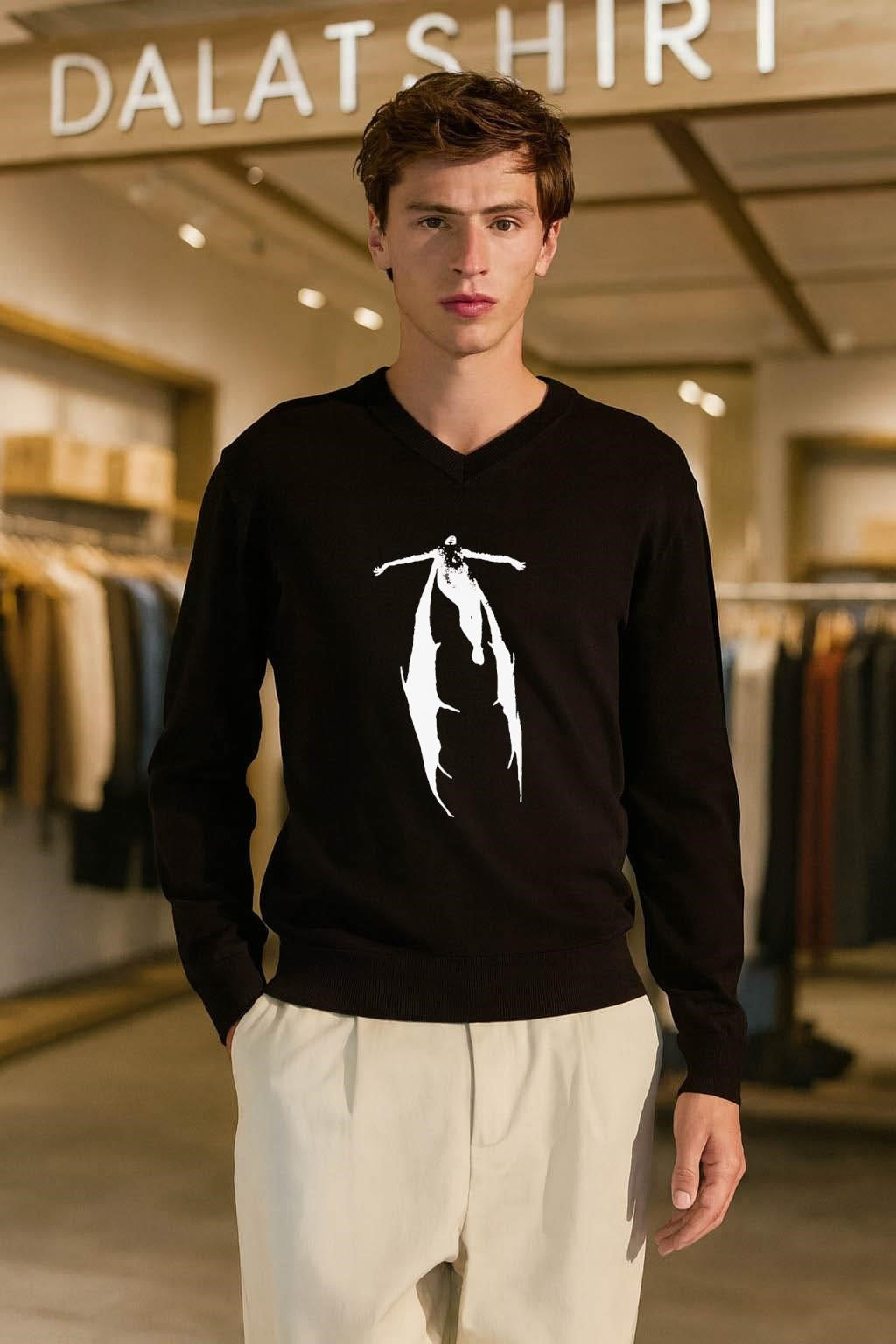 Abstract Figure White Silhouette Graphic shirt