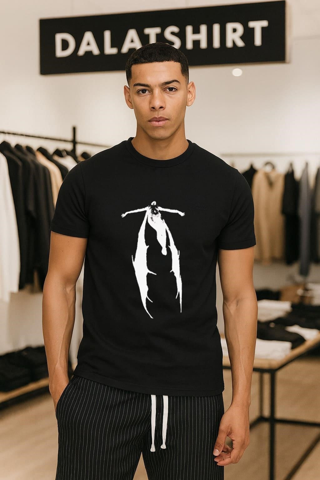 Abstract Figure White Silhouette Graphic shirt
