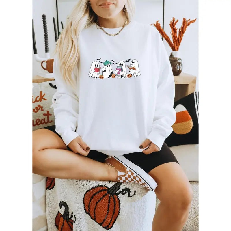 Acotar Ghost Reading Sweatshirt, Throne of Glass Ghost T-Shirt, Bookish Ghost Tee Shirt, Starlight Acotar Ghost Halloween...