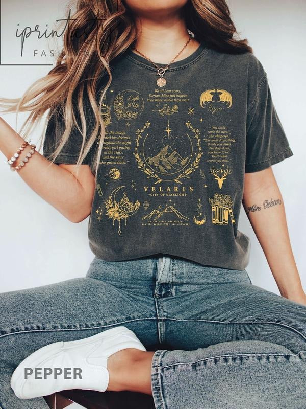 Acotar graphics t-shirt, SJM Velaris shirt, SJM shirt, A Court of Thorns and Roses Court, iprintasty, SJM fan T-shirt...