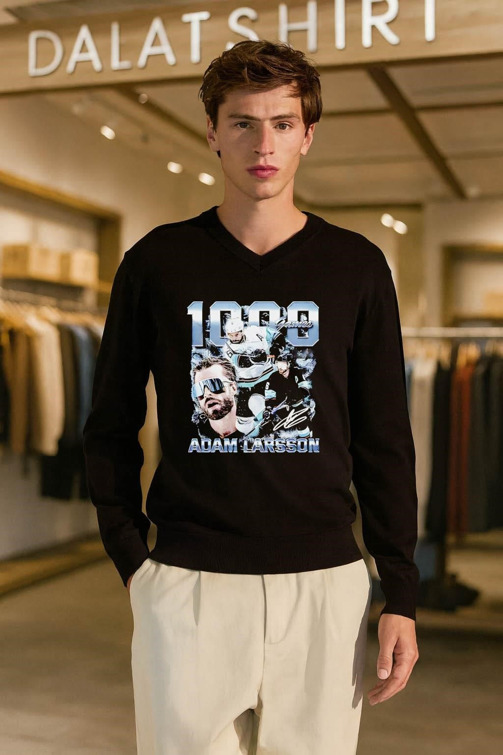 Adam Larsson Seattle 1000 Games F&B Digitally Printed Graphics shirt
