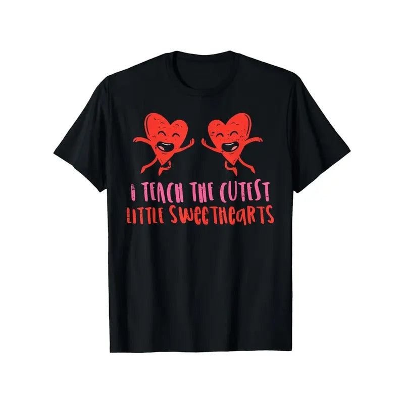 Adorable 'I Teach The Cutest Little Sweethearts' Couples T-Shirt - 100% Cotton, Perfect for Valentine's Day & Casual...