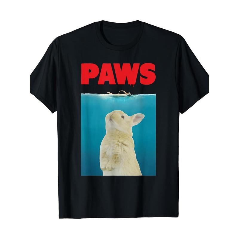 Adorable Bunny, Men's Casual Cotton T-Shirt with Cute Rabbit Print - Breathable, Non-Stretch Fabric, Round Neck, Short...