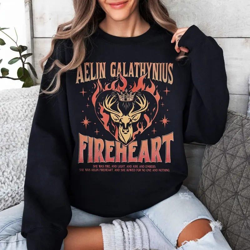 Aelin Galathynius Fireheart Sweatshirt, Kingsflame The Thirteen Shirt, Throne of Glass Merch Tee, Throne Of Glass Fan...