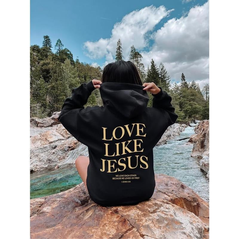 Aesthetic Christian Hoodie Bible Verse Love Like Jesus Positive Hoodie Faith Based  Hoodie and Sweater; T-shirt Cotton...