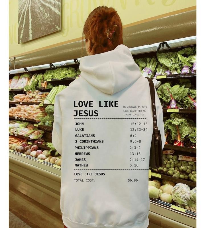 Aesthetic Christian Hoodie Trendy Christian Sweatshirt Christian Streetwear Receipt Hoodie Love Like Jesus Christian...