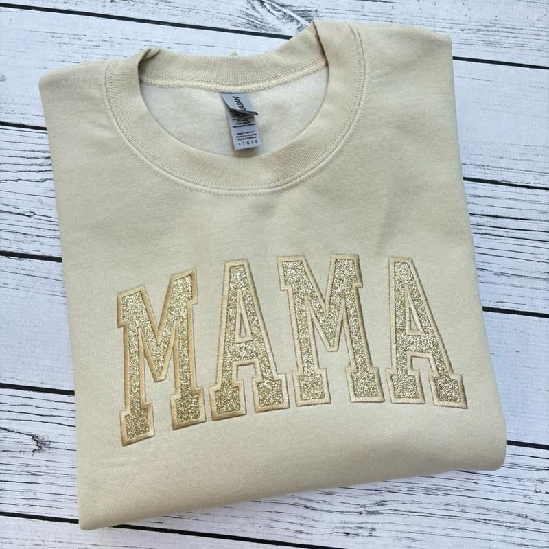 Aesthetic Glitter Mama Crewneck Sweatshirt T-Shirts, Hoodie | TeeBloomCo.com