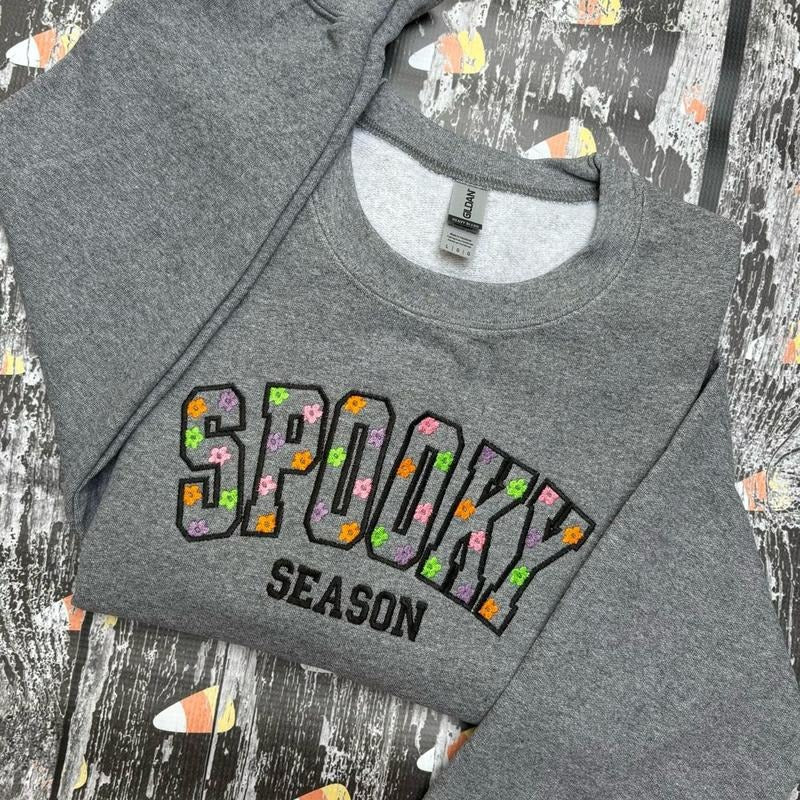 Aesthetic Spooky Season Embroidered Crewneck Sweatshirtstyle{n002}2 T-Shirts, Hoodie, Sweatshirt | TeeBloomCo.com