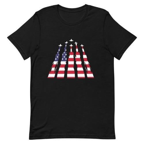 Airplane Jet Fighter 4th of July USA T- Shirt, USA Flag T-shirt, American Flag T-Shirt for Men and Women, American Flags...