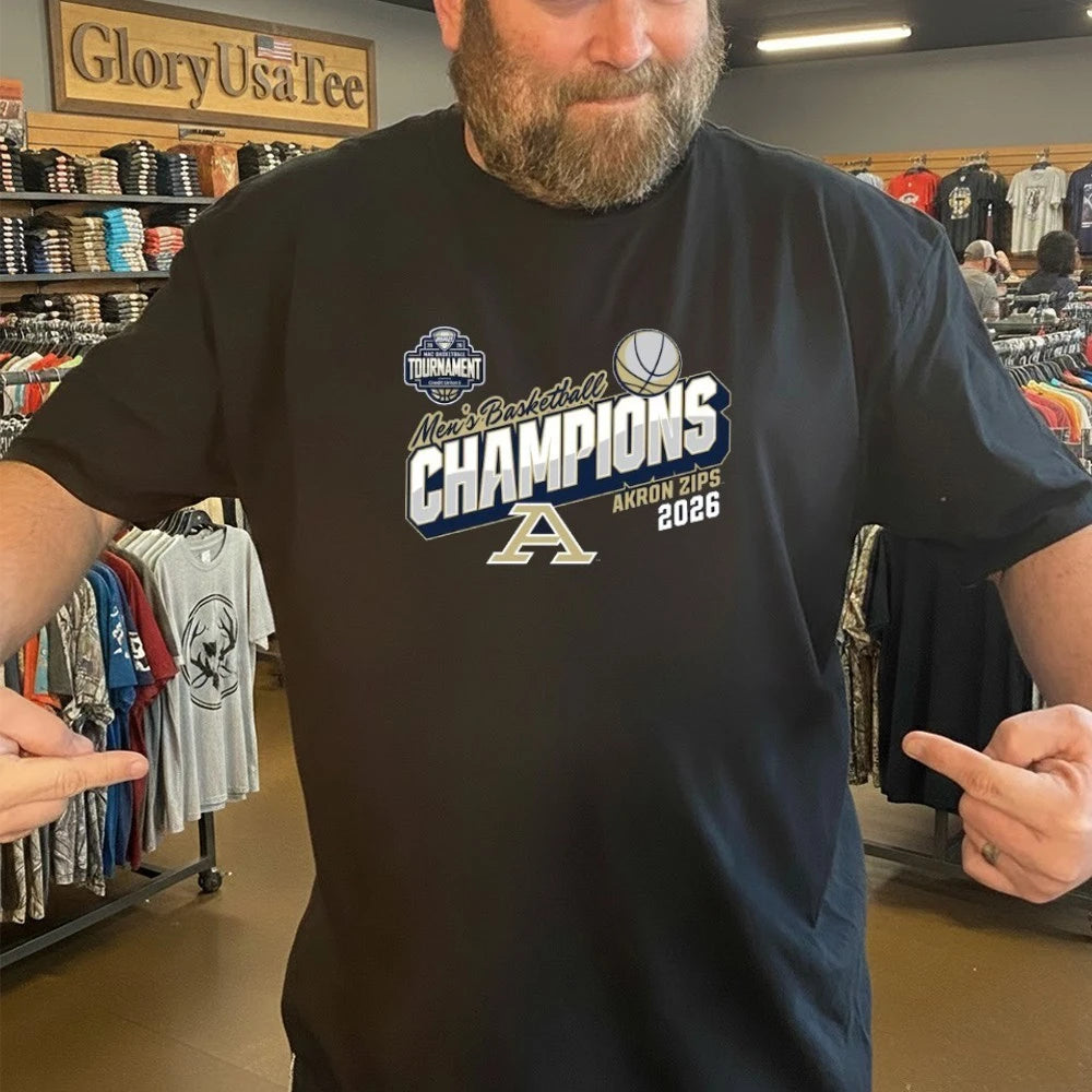 Akron Zips Blue 84 Unisex 2026 MAC Men’s Basketball Tournament Champions T-Shirt