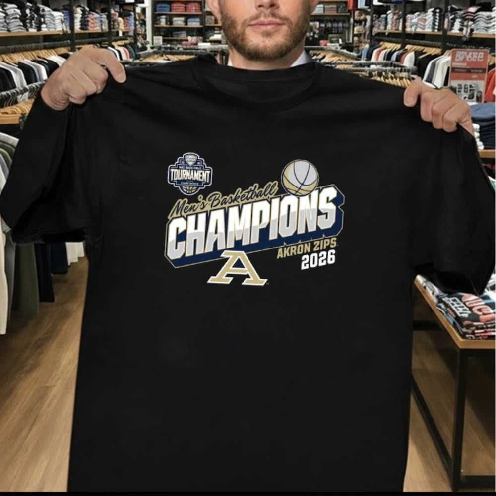 Akron Zips Blue 84 Unisex 2026 MAC Men’s Basketball Tournament Champions T-Shirt