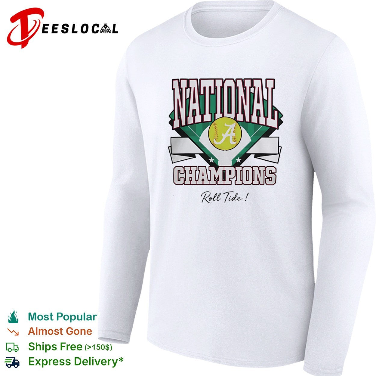 Alabama Crimson Tide National Champions Roll Tide Softball Shirt