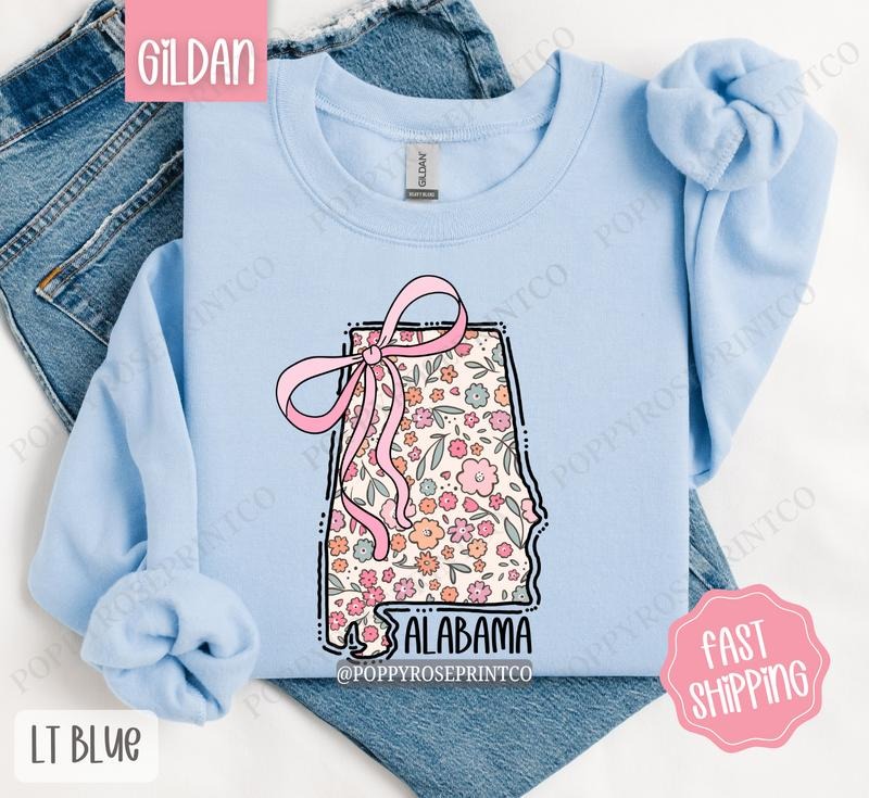 Alabama Floral Sweatshirt, Cute Alabama Sweatshirt, Alabama State Sweatshirt T-Shirts, Hoodie | TeeBloomCo.com