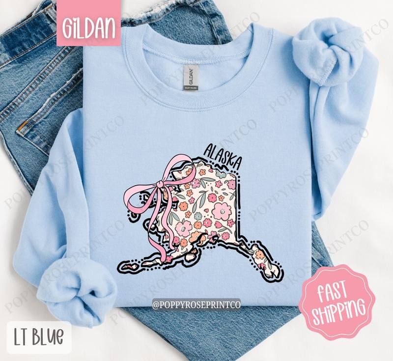 Alaska Floral Sweatshirt, Cute Alaska Sweatshirt, Alaska State Sweatshirt T-Shirts, Hoodie | TeeBloomCo.com
