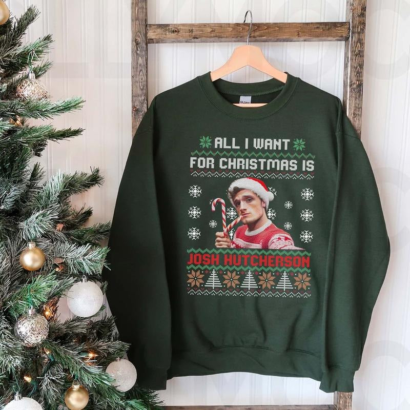 All I Want For Christmas Is Josh Hutcherson Unisex Sweatshirt Hoodie for Winter Fabric Fleece T-Shirts | TeeBloomCo.com