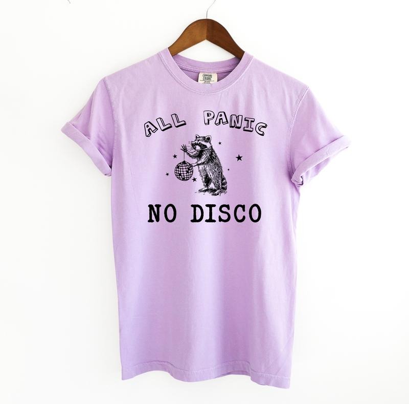 All Panic No Disco Graphic Tee, Raccoon Meme Comfort Colors Shirt Hoodie, Sweatshirt | TeeBloomCo.com