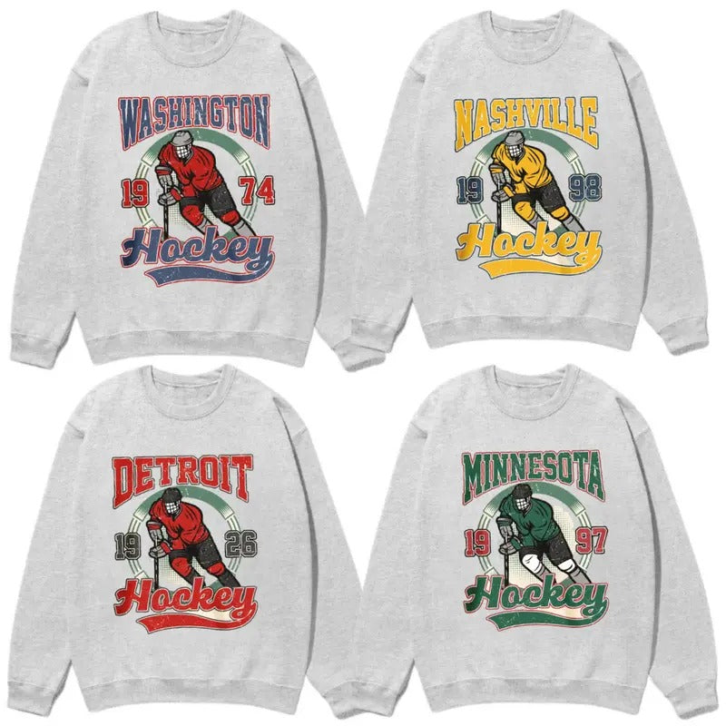 All Teams Hockey Retro Style Sweatshirt, Retro Hockey Sweatshirt, Fan Gifts Sweatshirt T-Shirts, Hoodie | TeeBloomCo.com