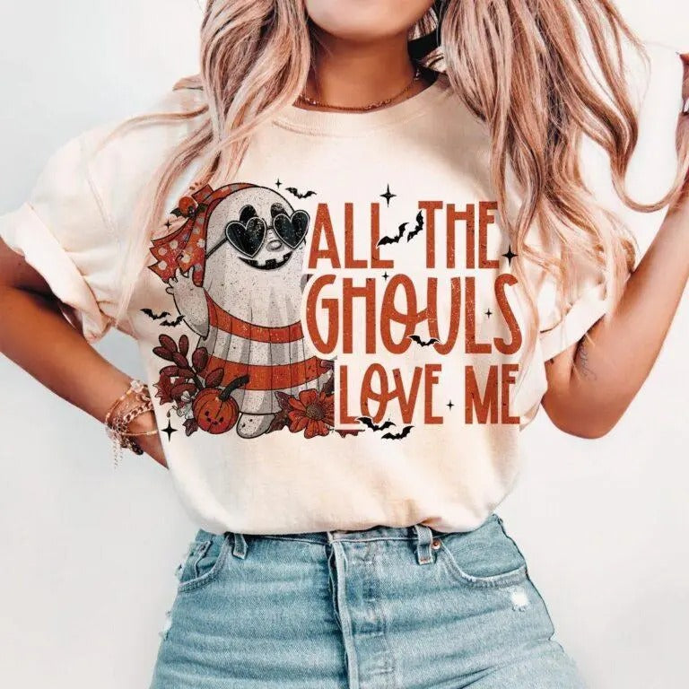 All The Ghouls Love Me Funny Halloween T-Shirt  For Men, For Women, Casual, Classic Fashion Cotton Underwear Shirt...