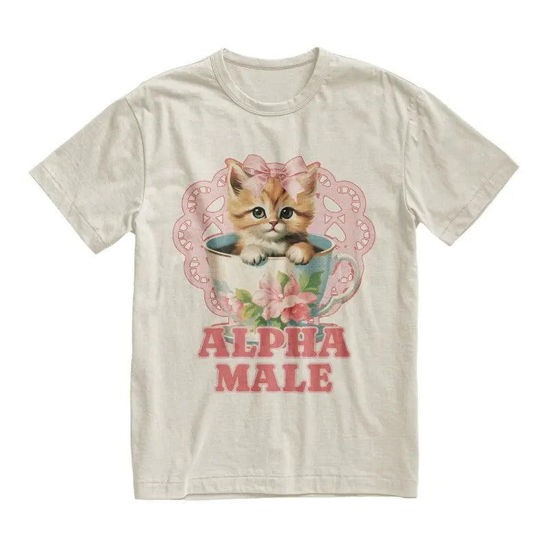 Alpha Male Funny Kitten Tshirt, Funny Cat Meme Shirt Cotton Menswear Hoodie, Sweatshirt | TeeBloomCo.com