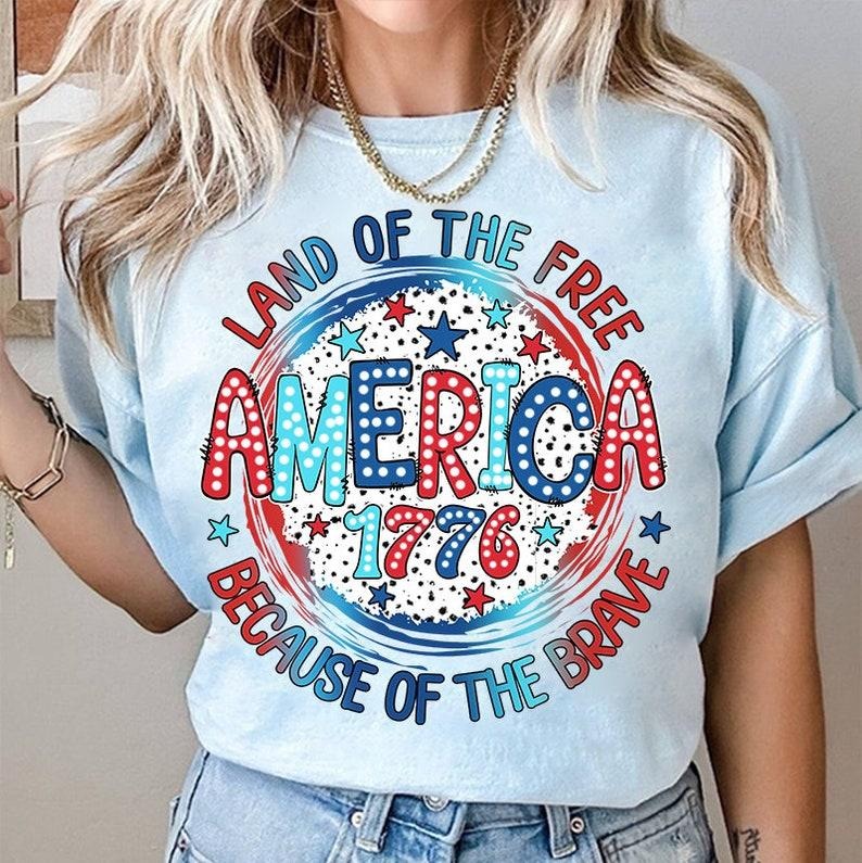 America Dalmatian, Dalmatian Dots , 4th Of July , Land of the Free, Brave Independence Day, USA , America 1776  T-shirt,...
