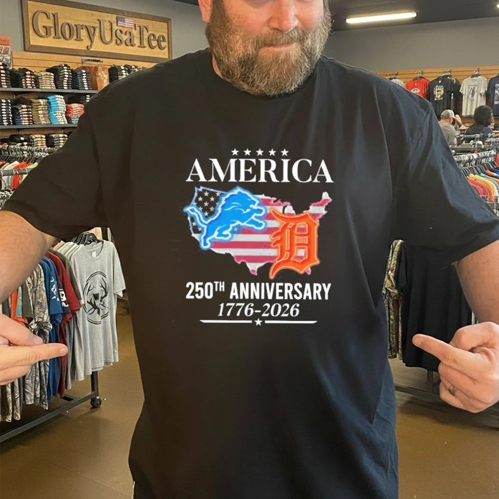 America Detroit Lions and Detroit Tigers 250th anniversary 1776 2026 Shirt