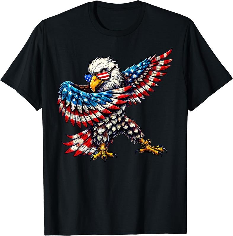 American Flag Bald Eagle Patriotic Eagle 4th of July USA T-Shirt | Unisex Cotton Tee Gift, Crewneck, Short Sleeve Hoodie,...