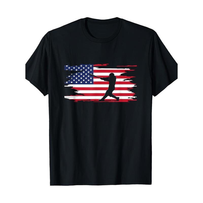 American Flag Baseball Apparel - Baseball T-Shirt-100% Cotton -220g made in usa Hoodie, Sweatshirt | TeeBloomCo.com