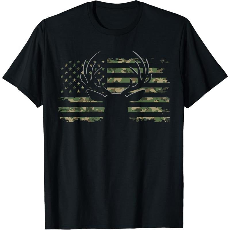 American Flag Camouflage Outdoor Antlers Deer T-Shirt made in usa Hoodie, Sweatshirt | TeeBloomCo.com