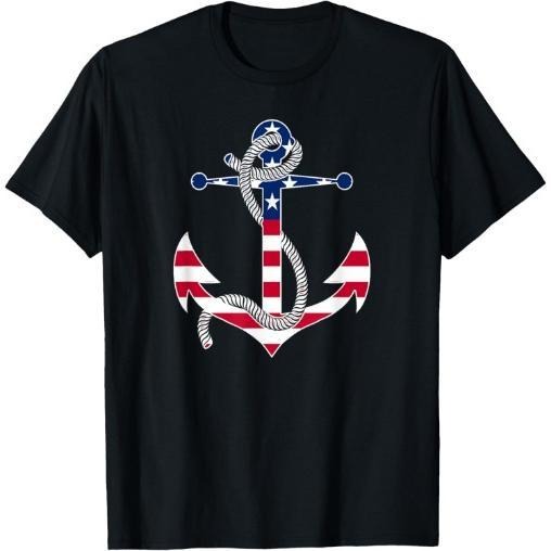 American Flag Patriotic Anchor - Memorial Day 4th Of July T-Shirt Made in USA Hoodie, Sweatshirt | TeeBloomCo.com
