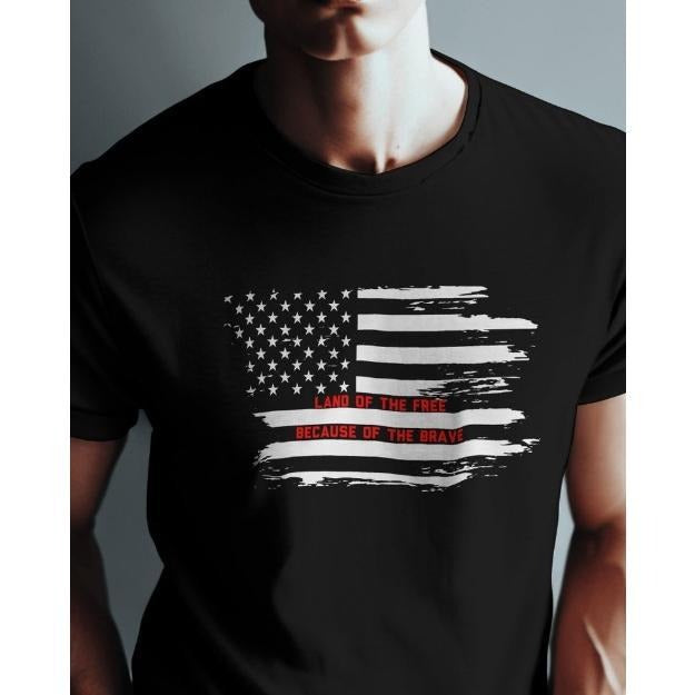 American Flag Unisex Tee Shirt, Land of the Free, Because of the Brave, patriot shirt, USA, United States Flag, Proud...
