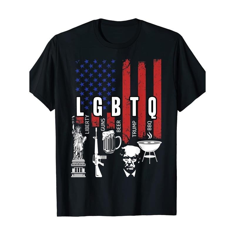 American Flag retro, 1 piece, 100% cotton T-shirt, Trump, niche design print, high-quality breathable material, casual...
