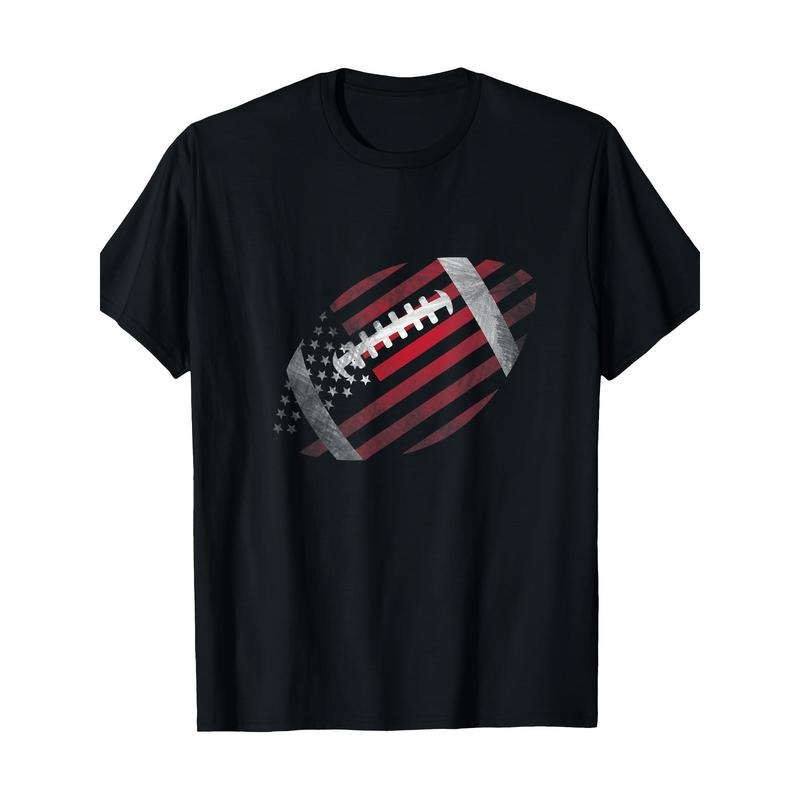 American Football Red USA Flag American Flag Gift 220g100% Cotton T-Shirt made in usa Hoodie, Sweatshirt | TeeBloomCo.com
