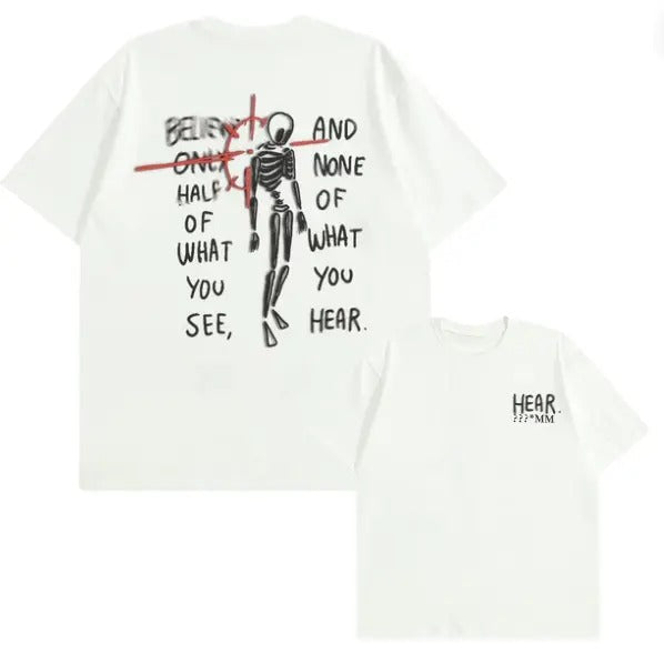 American High Street Skull Trendy Print Tee, Skull Y2k Graphic Tee, Goth Aesthetic Tee, Unisex T-Shirt, Gift For Men...