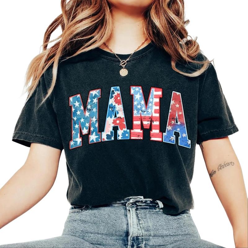 American Mama T-Shirt, Mama T Shirt, Retro Mama America Tee, 4th of July Shirt, American Mama, Retro USA Comfort Color...