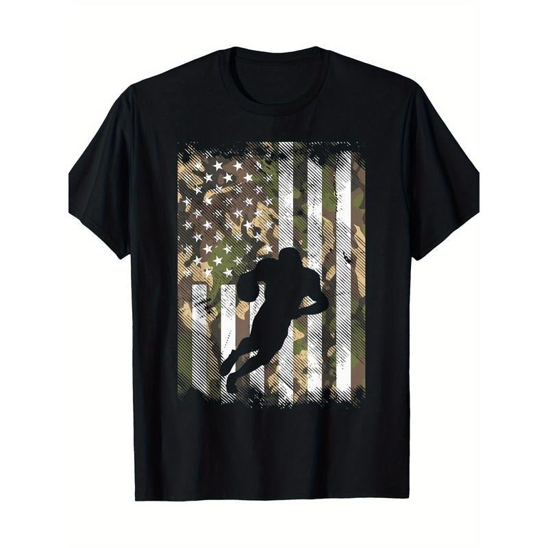 American flag football player retro patriotic t-shirt, men's t-shirt, 220g made in usa Hoodie, Sweatshirt | TeeBloomCo.com