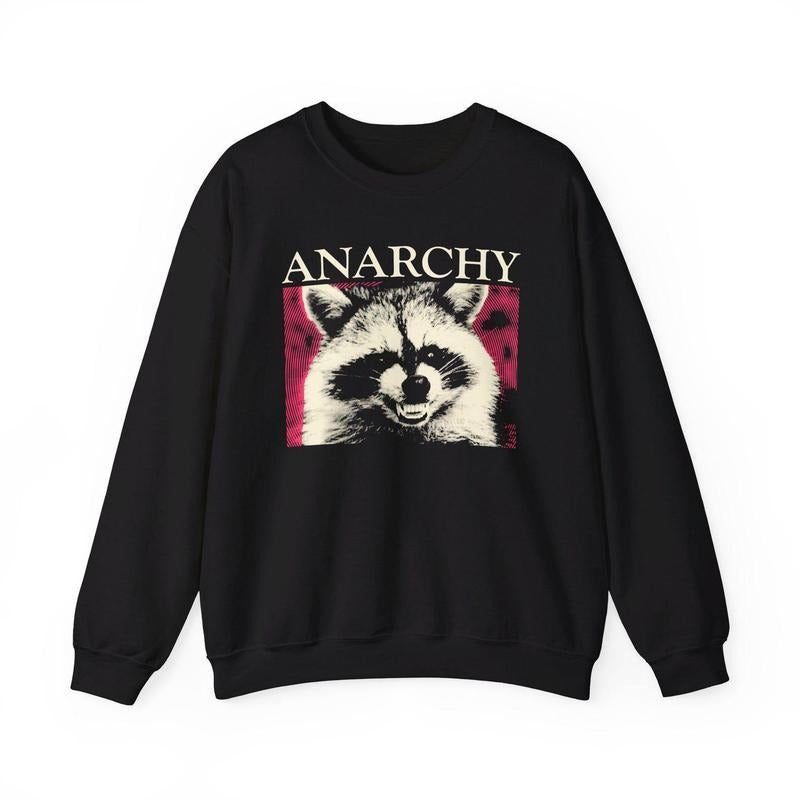 Anarchy Raccoon Crewneck Sweatshirt T-Shirts, Hoodie | TeeBloomCo.com