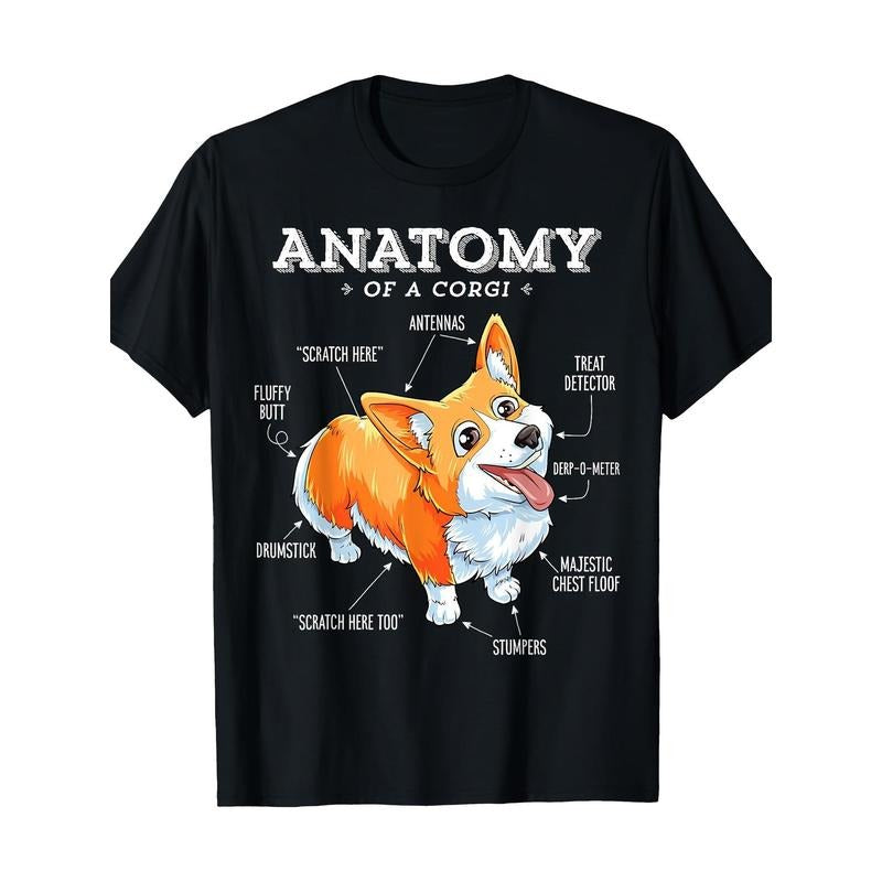 Anatomy Of A Corgi Funny Dog Lovers 220g 100% Cotton T-Shirt made in usa Hoodie, Sweatshirt | TeeBloomCo.com
