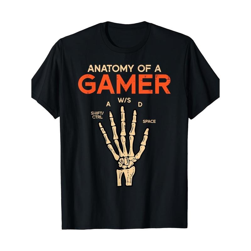 Anatomy Of A Gamer Skeleton Hand Funny Men T-Shirt Made in USA Graphic Hoodie, Sweatshirt | TeeBloomCo.com