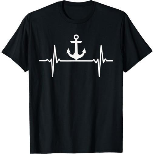 Anchor Heartbeat Funny Clothing Pulse Sailing Boat Sea Sail T-Shirt Made in USA Hoodie, Sweatshirt | TeeBloomCo.com