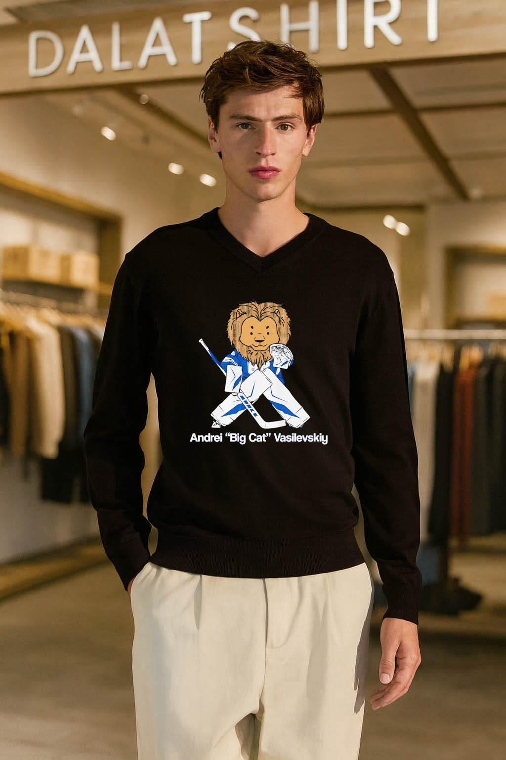 Andrei Big Cat Vasilevskiy Lion Mascot Hockey Goalie Illustration shirt