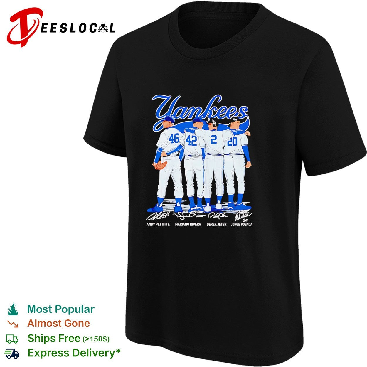 Andy Pettitte Mariano Rivera Derek Jeter Jorge Posada New York Yankees signature shirt