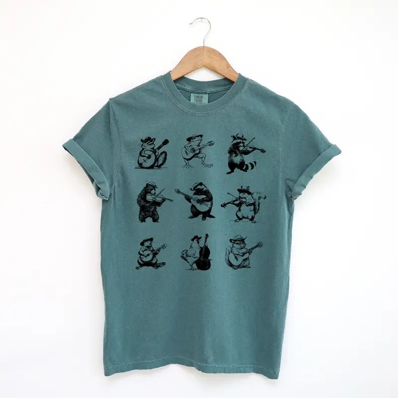Animals Playing Music Funny T Shirt, Silly Comfort Colors Shirt Hoodie, Sweatshirt | TeeBloomCo.com
