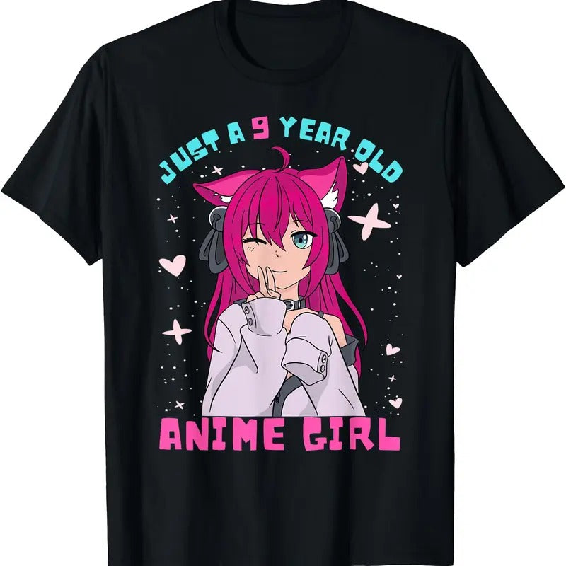 Anime Girl 9 Year Old Birthday Girl Kawaii 9Th Birthday TShirt Hoodie, Sweatshirt | TeeBloomCo.com